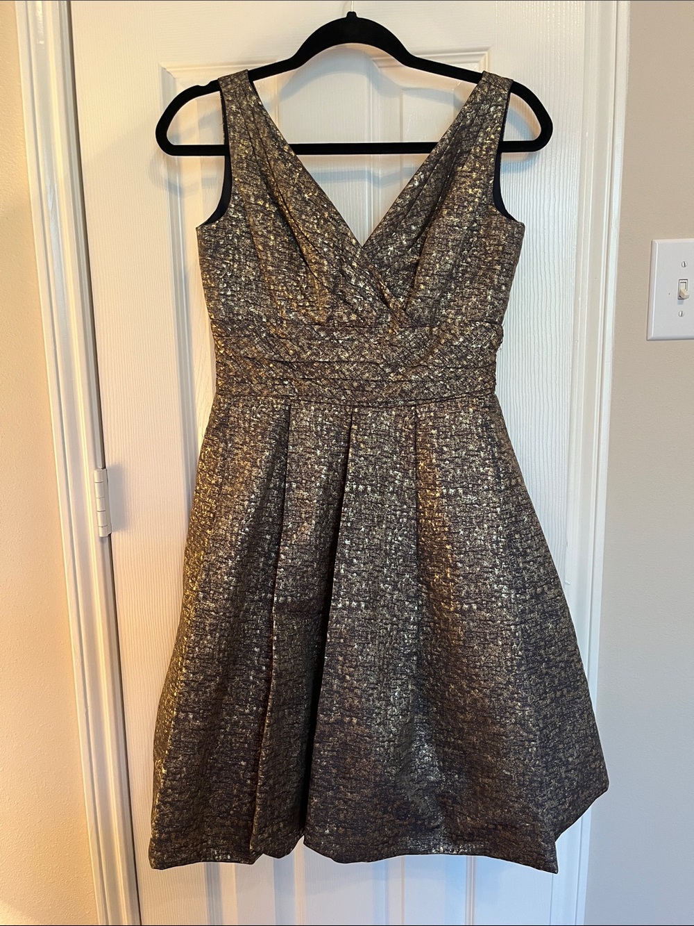 Theia Gold Foil Fit & Flair Dress - Picture 2 of 12